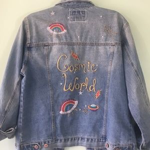 🔥NEW Forever 21 Jean Jacket, Cosmo Embroidery